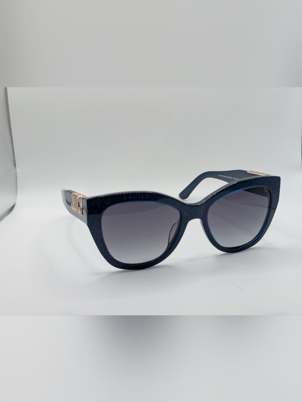 ​Juicy Couture JU 639/G/S Cat Eye Sunglasses Glitter Navy Blue Gold Logo NEW